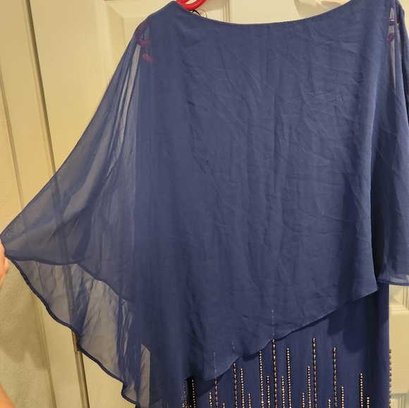 Women's Xscape Royal Blue Layered Gown - Picture 6 of 8